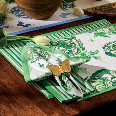 Patricia Heaton Home Florals And Flitters Printed Napkin Green Set of 12 Park Designs - The Fox Decor